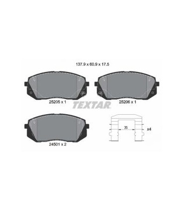 Kit pastiglie freno HYUNDAI I40-IX 35-TUCSON-KIA SPORTAGE TEXTAR  2520501
