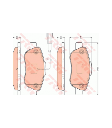 KIT PASTIGLIE FRENO, FRENO A DISCO CON CONTATTO SEGNALAZIONE USURA, CON BULLONI PINZA FRENO, CON ACCESSORI (TRW COTEC GDB1746)