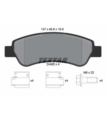 KIT PASTIGLIE FRENO CON BULLONI/VITI, CON ACCESSORI (TEXTAR 2446501)