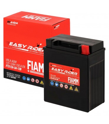 BATTERIA FIAMM 12 AMPERE (10h) AGM PER MOTO FTX12A-3A-12