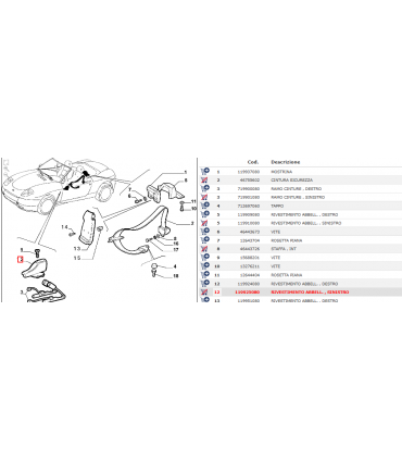119925080 RIVESTIMENTO ABBELLIMENTO SINISTRO FIAT BARCHETTA