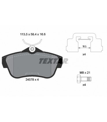 KIT PASTIGLIE FRENO CON BULLONI PINZA FRENO, CON ACCESSORI TEXTAR 2457801