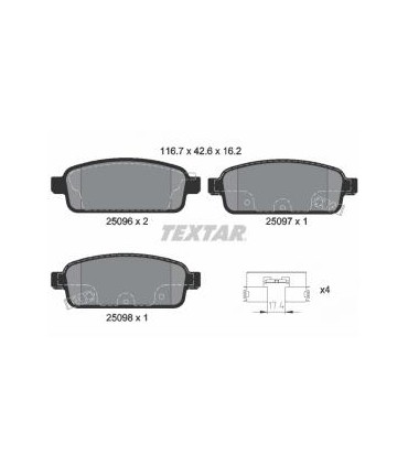 Kit pastiglie freno OPEL ASTRA MOKKA-ZAFIRA   TEXTAR 2509602