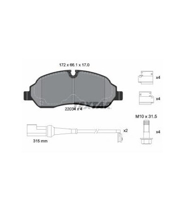 TEXTAR Kit pastiglie freno Con contatto segnalazione usura, con bulloni pinza freno, con accessori Numero articolo: 2203401