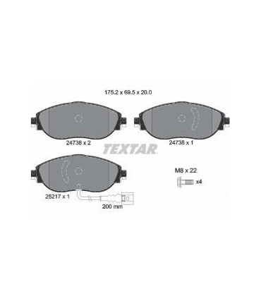 TEXTAR Kit pastiglie freno, Freno a disco  con sensore usura integrato Numero articolo: 2473803