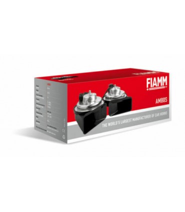 924642 COPPIA TROMBE CLACSON FIAMM AM80S 12V AUTO MOTO CAMION + RELE' + STAFFE