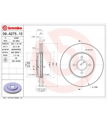 COPPIA DISCHI FRENO BREMBO---09.A275.10