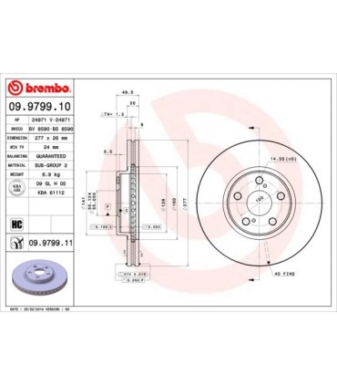 COPPIA DISCHI FRENO BREMBO---09.9799.10