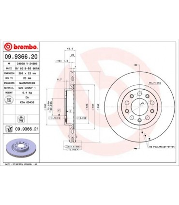 COPPIA DISCHI FRENO BREMBO---09.9366.20