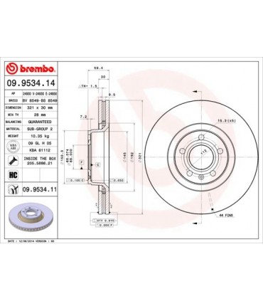 COPPIA DISCHI FRENO BREMBO---09.9534.14