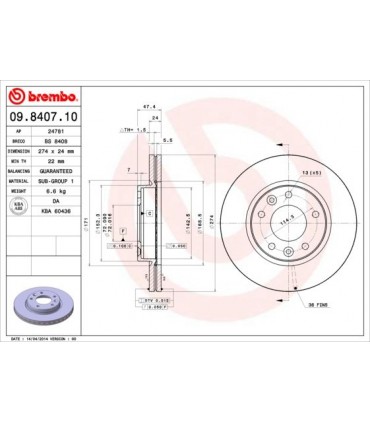 COPPIA DISCHI FRENO BREMBO---09.8407.10