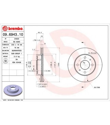 DISCHI FRENO BREMBO 09.6943.10