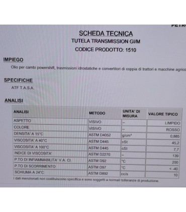 PETRONAS Fluido Per Trasmissioni Idrodinamiche - Tutela Gi /M Latta Da Lt. 1