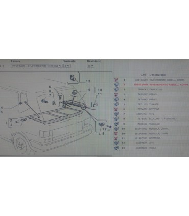 MENSOLA POSTERIORE - CAPPELLIERA PER FIAT UNO TURBO R89
