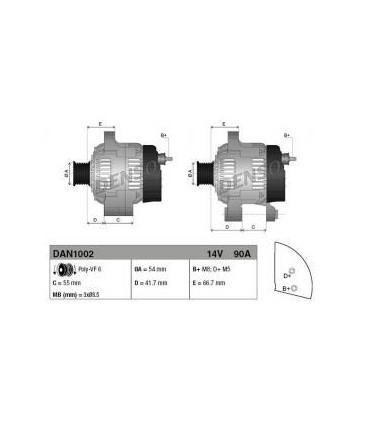 DAN1002 ALTERNATORE ORIGINALE DENSO LANCIA MUSA YPSILON 1.3 D. MULTIJET