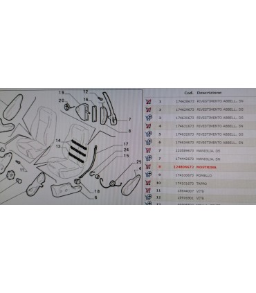 GHIERA MANIGLIA SGANCIO SEDILE ANTERIORE FIAT PUNTO GT-93-97 ORIGINALE FIAT 124806673