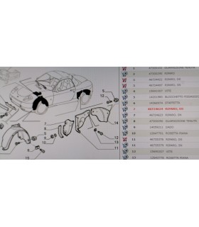 Riparo passaruota posteriore destro ORIGINALE 46724624 Fiat barchetta