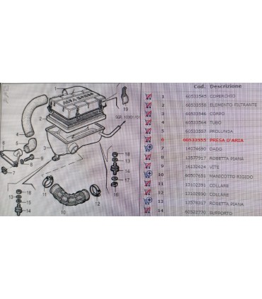 Originale Alfa Romeo 75 Anno 88 - 92 Condotto Aria 60533555 -162060826500