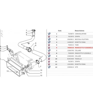 7658310 - Manicotto Flessibile FIAT Uno Turbo 1989/1993 ORIGINALE