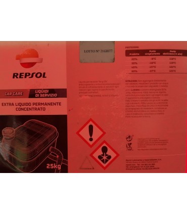 LIQUIDO ANTIGELO ROSSO REPSOL 25 KG CONCENTRATO DA DILUIRE RAFFREDDAMENTO