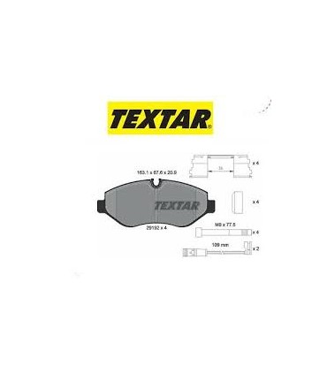 KIT PASTIGLIE FRENO, FRENO A DISCO CON CONTATTO SEGNALAZIONE USURA, CON BULLONI PINZA FRENO, CON ACCESSORI (TEXTAR 2919202)