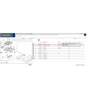 PLAFONIERA LAMPADA ANT. LANCIA Y 1995-2000 COD. 714960635 NUOVO ORIGINALE