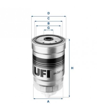 Filtro Gasolio UFI 24.H2O.04 - Per Alfa Romeo, Fiat, Lancia - Diametro 85 Mm, Altezza 171 Mm