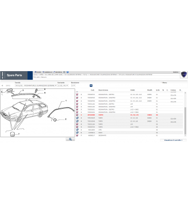 TAPPO COPERCHIO MODANATURA  BARRA TETTO  LANCIA LYBRA SW LANCIA 46516098 NUOVO ORIGINALE