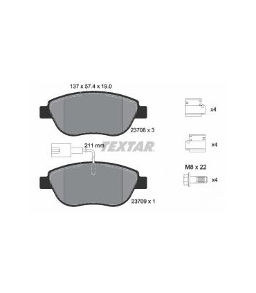 Kit pastiglie freno FIAT PUNTO-GRANDE PUNTO -IDEA-MULTIPLA TEXTAR 2370802